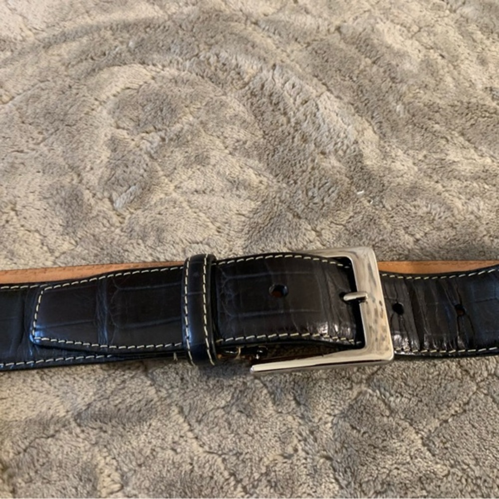 Fulhum & Holt Black Croc-Embossed Leather Belt – Size 38/95 – Made in Canada‎